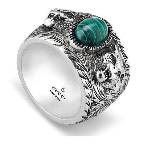 gucci ring with green stone|gucci silver ring for men.